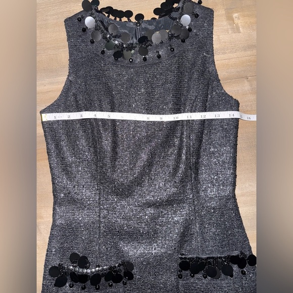 Plenty by Tracy Reese Copper Black Sleeveless Wool Blend Short Dress Beaded 2 - Picture 3 of 7